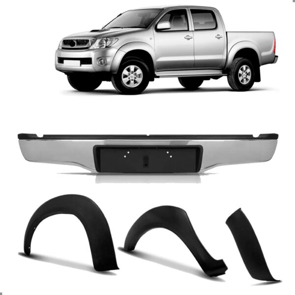 Parachoque Para Hilux 2012 A 2015 + Kit 6 Molduras Novo Preto