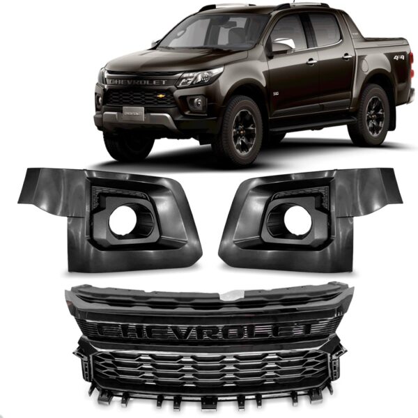 Kit Grades Parachoque S10 2021 A 2024 Trailblazer C/ Escrita Preto