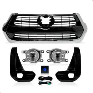 Kit Grade Cromada + Kit Milha Hilux 2021 2022 2023 2024 Preto