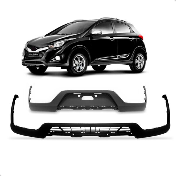 Kit Spoiler Dianteiro E Traseiro Hb20x 2012 2013 2014 2015  Preto