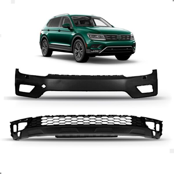 Kit Parachoque Para Tiguan 2018 A 2021 Com Grade Inf Saia Preto
