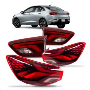 Jogo Sinaleira Onix Sedan 2020 A 2024 Com Led Canto E Tampa Vermelho