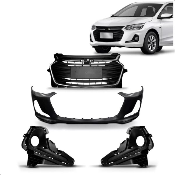 Kit Parachoque Dianteiro Onix Hatch Plus 2020 A 2025 Novo Preto