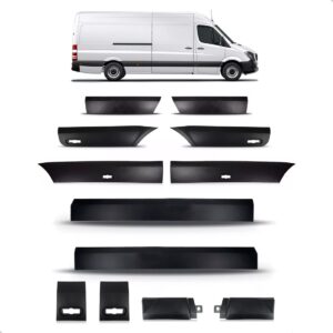 Kit Frisos Lateral Sprinter 2012 A 2018 Cabine Longa 12 Peça Preto