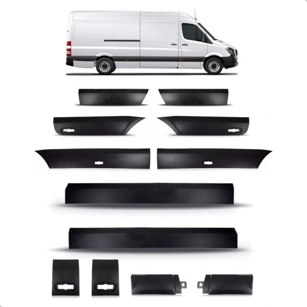 Kit Frisos Lateral Sprinter 2012 A 2018 Cabine Longa 12 Peça Preto