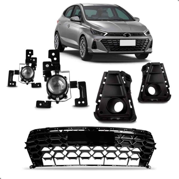 Kit Grade Para Hb20 Ano 2023 2024 Com Farois De Milha Preto