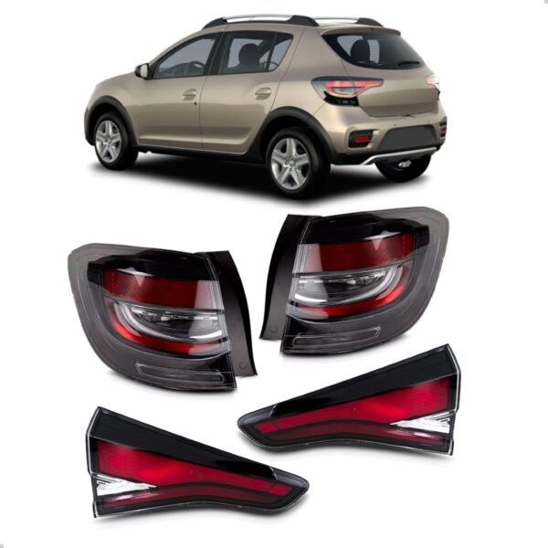 Jogo Sinaleira Sandero 2020 A 24 Stepway Fume Canto E Tampa Fumê