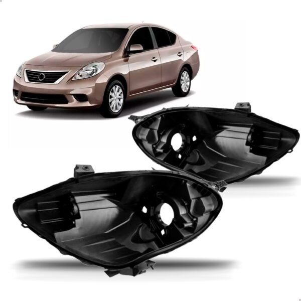 Par Carcaça Farol Para Nissan Versa 2011 2012 2013 2014