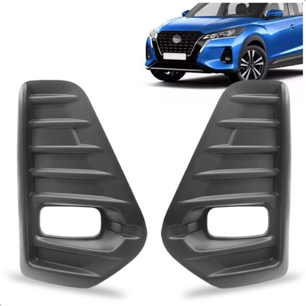 Par Moldura Milha Kicks 2022 2023 2024 Parachoque Com Furo Preto Ambos Os Lados