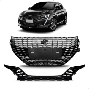 Kit Grade Para Peugeot 208 2022 A 2024 Superior E Inferior Preto