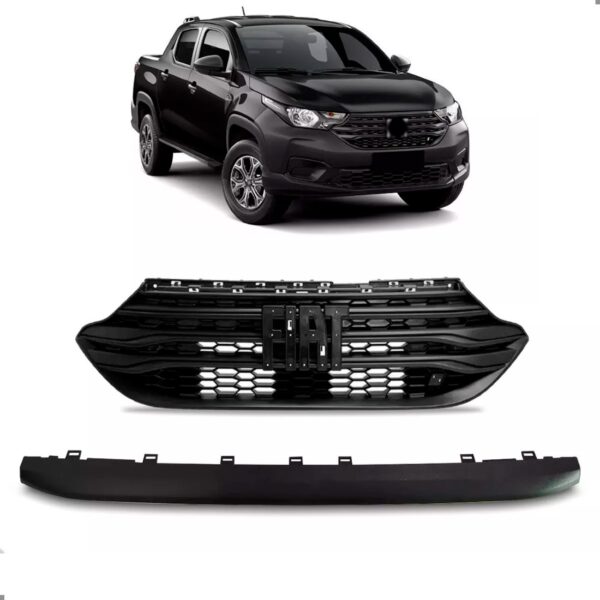 Kit Grade Radiador Com Friso Para Strada 2020 21 22 23 2024 Plástico