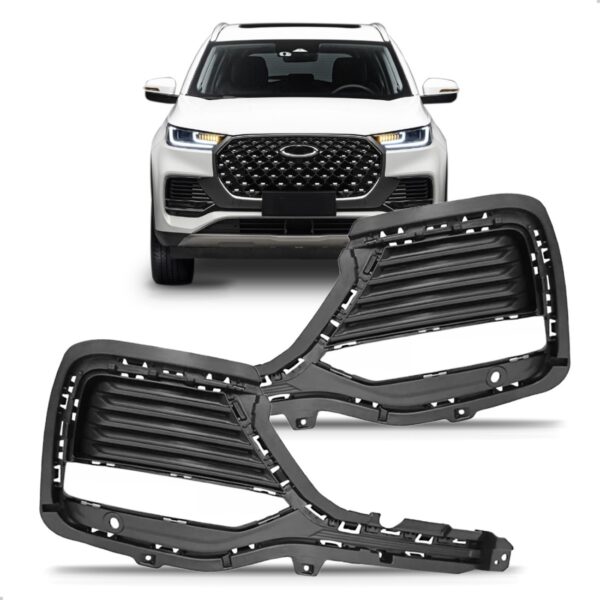 Par Tela Frontal Moldura Milha Tiggo 8 Pro 23 A 24 Com Furo Preto