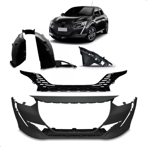 Kit Envolvente Dianteiro Peugeot 208 20/24 Com Parabarro Ld Preto
