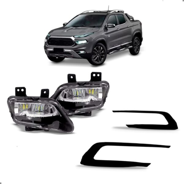 Kit Farois Milha Fiat Toro 2022 A 2025 Com Par De Frisos