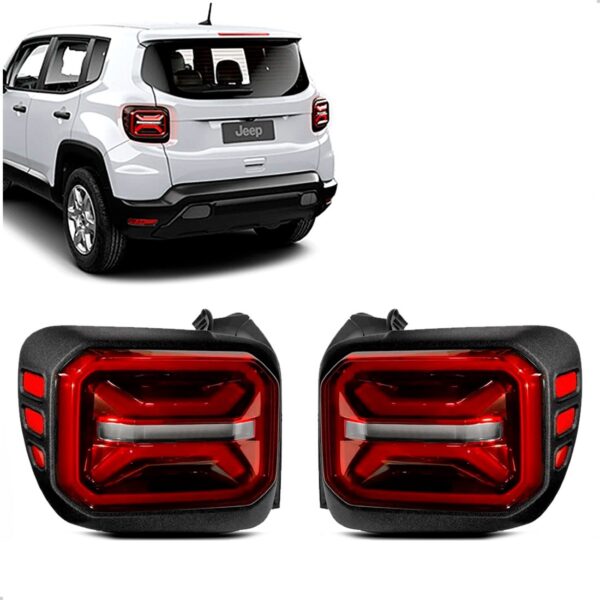 Par Sinaleira Traseira Renegade 2022 2023 2024 2025 Com Led Ambos Lados Vermelho