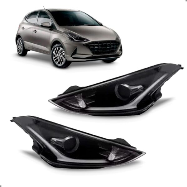 Par Farol Para Hb20 2020 2021 2022 Com Projetor E Led Ambos Lados