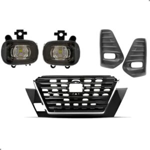 Grade P/ Kicks 22 A 2024 Preta C/ Moldura Cromada Milhas Led Preto