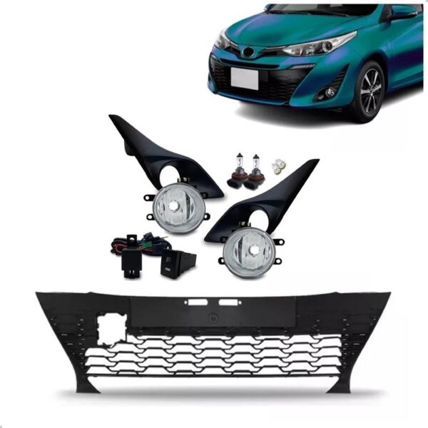 Kit Farol Milha Para Toyota Yaris 2018 A 2022 Com Grade Plástico