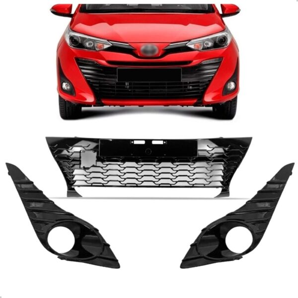 Kit Grades Para Toyota Yaris 2018 19 20 21 2022 Black Piano Preto Brilhante