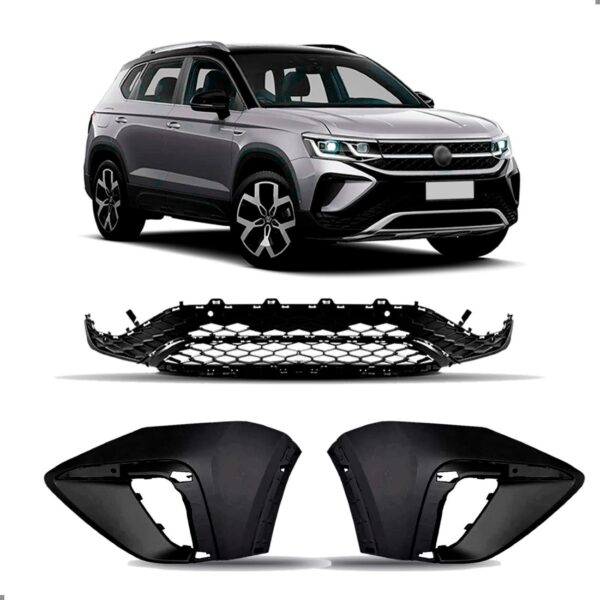 Spoiler Saia Para Taos 2021 22 A 2024 Com Par Molduras Milha Preto Ambos Lados