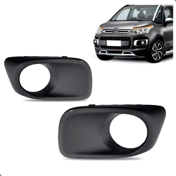 Par Moldura Milha C3 Aircross 2011 2012 2013 A 2015 Com Furo - Preto - Ambos Os Lados