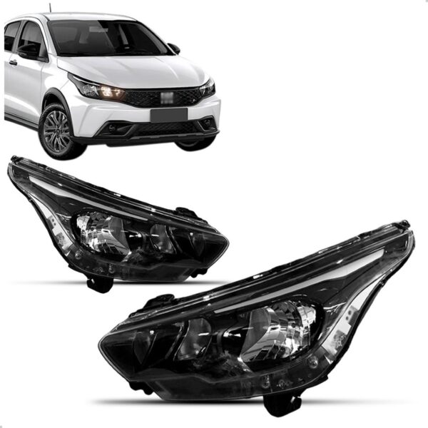 Par Farol Para Fiat Argo 2024 A 2025 Sem Led Foco Duplo Ambos Lados