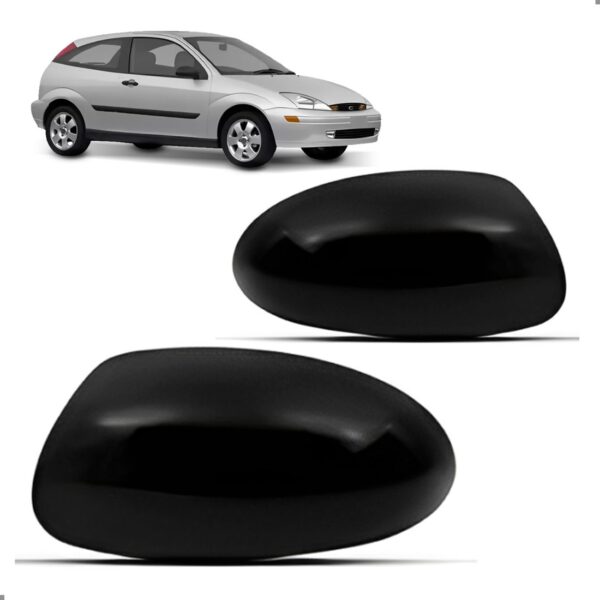 Par Capa Retrovisor Focus 2000 A 2008 Preto Brilhante