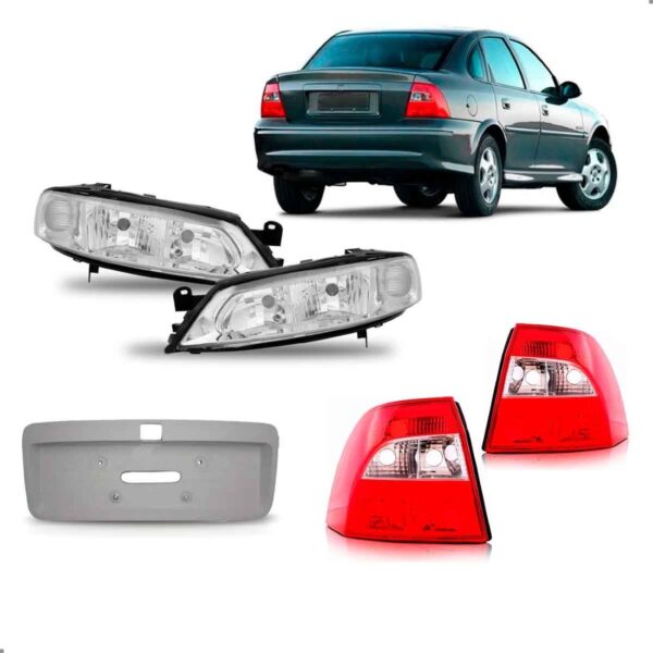 Kit Para Vectra 2000 A 2004 Farois Lanternas E Apliques Vermelho