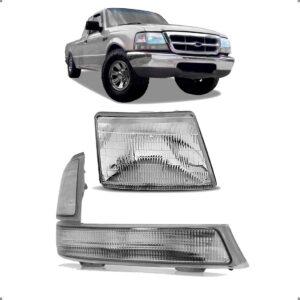 Kit Farol E Pisca Cromado Para Ranger 1998 A 2004 Direito