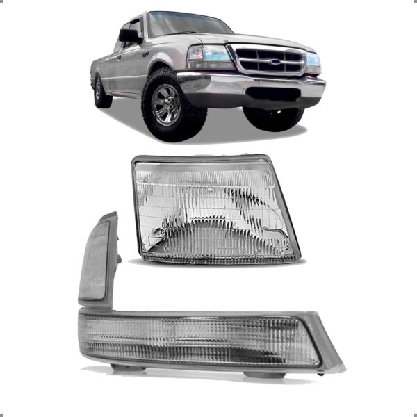 Kit Farol E Pisca Cromado Para Ranger 1998 A 2004 Direito