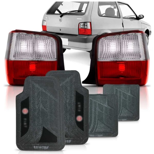 Par Sinaleira Uno Fire 2004 A 2010 Bicolor + Jogo Tapete Pvc Grafite