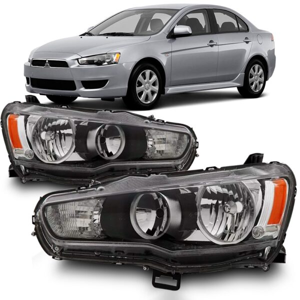 Par Farol Mitsubishi Lancer 2011 A 2015 Másc Negra Foco Dupl