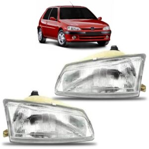 Par Farol Peugeot 106 1991 A 1996 Cromado Lente Raiada