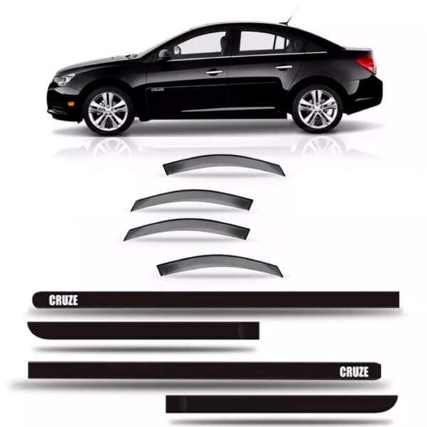 Calha Chuva Cruze Sedan 2012 A 2017 + Friso Lateral Fumê