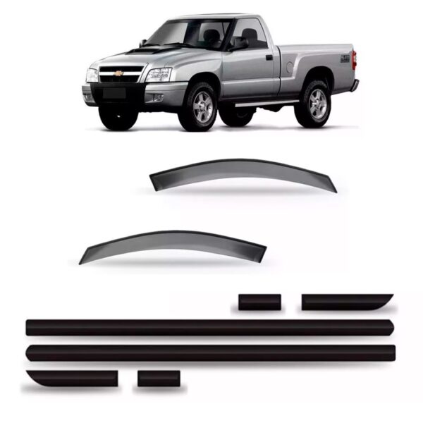 Calha Chuva S10 Cabine Simples 2001 A 2011 + Friso Lateral Fumê