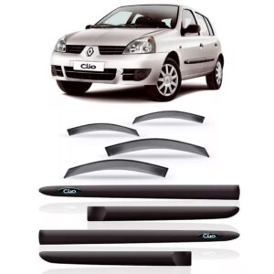 Calha Chuva Clio 2000 A 2011 4 Portas + Friso Lateral Fumê