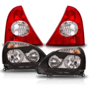 Par Farol Clio Hatch 03/05 Mascara Negra + Sinaleira Bicolor