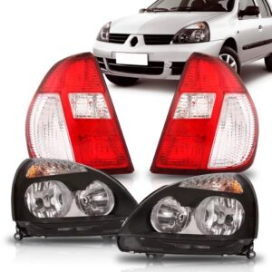 Par Farol Clio Sedan 06/11 Mascara Cinza + Lanterna Bicolor