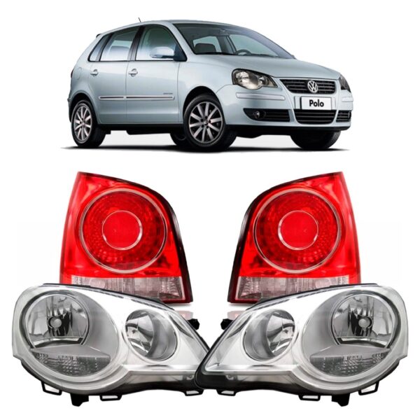 Par Farol Polo 2007 A 2011 Hatch + Lanterna Bicolor.
