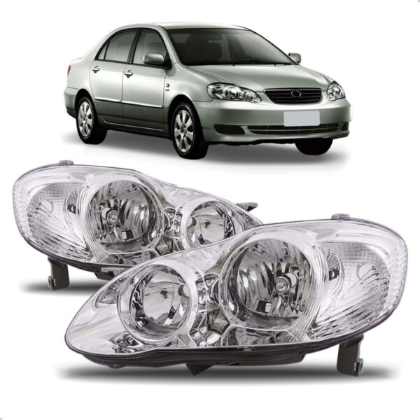 Par Farol Para Toyota Corolla 2002 2003 2004 Cromado