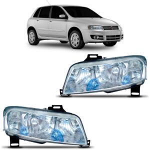 Par Farol Stilo 2002 A 09 Cromado S/ Auxiliar Plug Quadrado