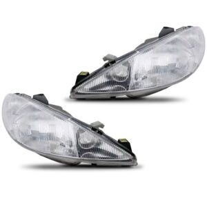 Par Farol Peugeot 206 1999 A 2001 Cromado Lente Raiada Direito