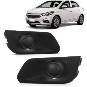 Par Moldura Parachoque Milha Onix 2017 2018 2019 Sem Furo Preto Ambos Lados