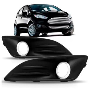 Par Moldura Milha Fiesta 2014 2015 2016 Com Furo Aro Cromado Preto