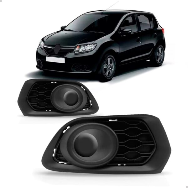 Par Moldura Milha Sandero 2015 2016 2017 Preto S/ Furo Preto Ambos Os Lados