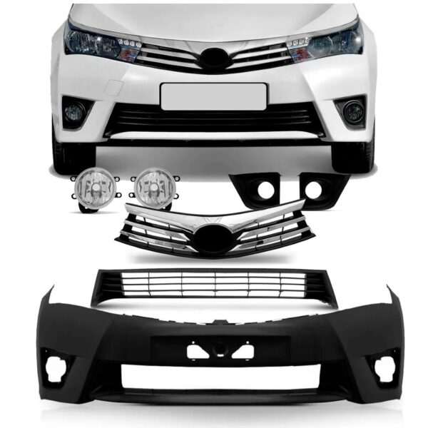 Kit Frente Parachoque Grade Corolla 2015 2016 2017 Completo Preto