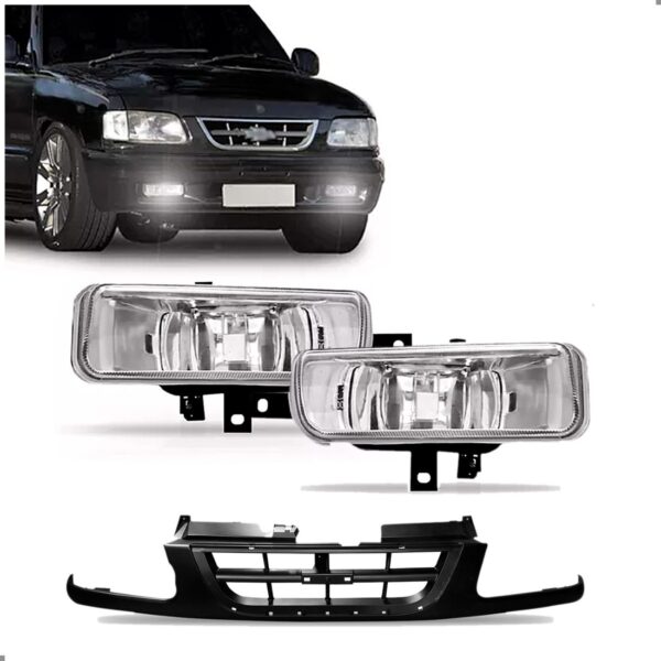 Kit Grade Para S10 1995 A 1997 C/ Friso Cromado E Par Milhas Preto