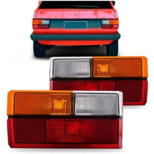 Par Lanterna Traseira Para Gol 1980/1986 Âmbar Friso Preto Tricolor