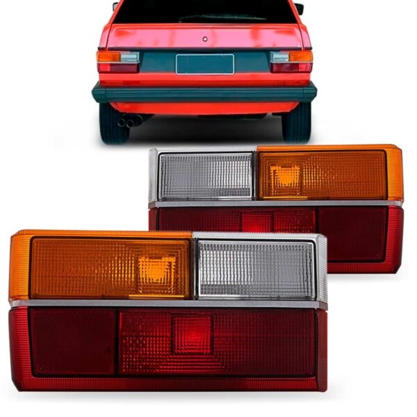 Par Sinaleira Traseira Gol 1980 A 1986 Âmbar Friso Cromado Tricolor