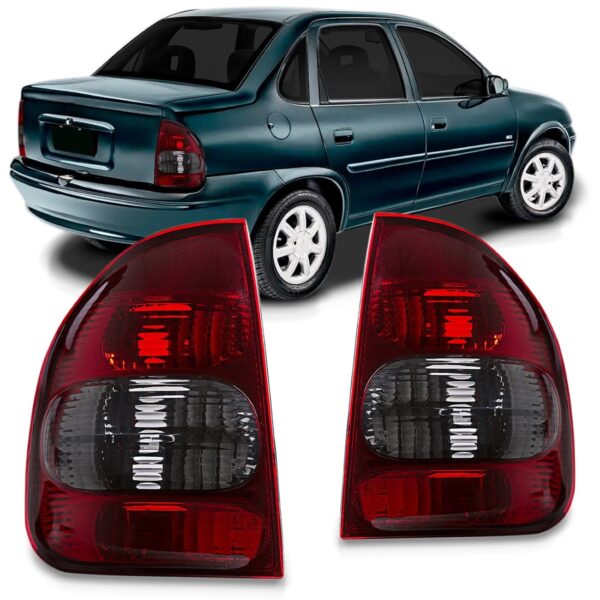 Par Lanterna Traseira Corsa Sedan Classic 2000 A 2010 Fumê Esquerdo
